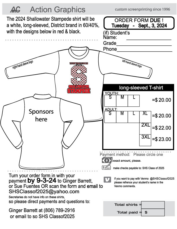 2024 Shirt order form